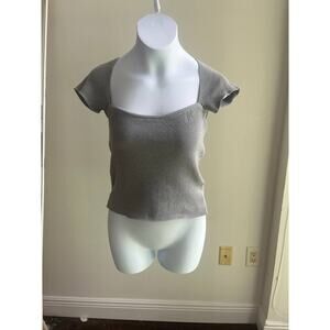 Cropped Rib-Knit Tee